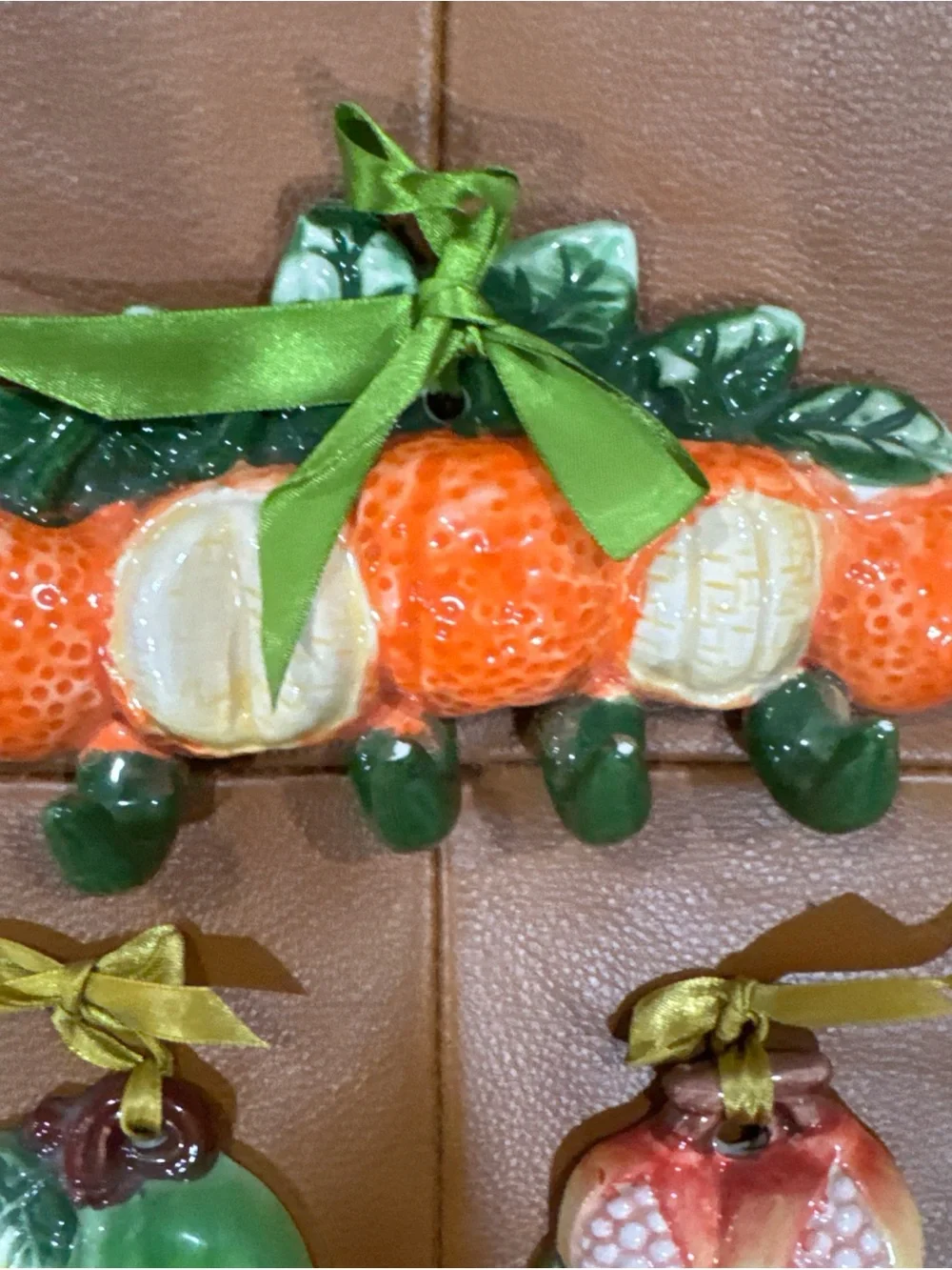 Vintage Fruit & Vegetable Wall Hooks Set of 3 Ceramic Kitchen Decor Cottagecore